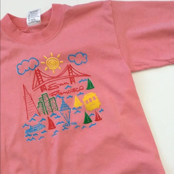 Vintage San Francisco Graphic T-shirt Unisex Youth M Pink - Picture 2 of 7
